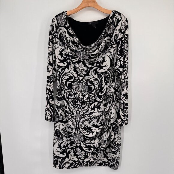 INC International Concepts Womens Black White Paisley Print Dress size 0X plus - Picture 6 of 13
